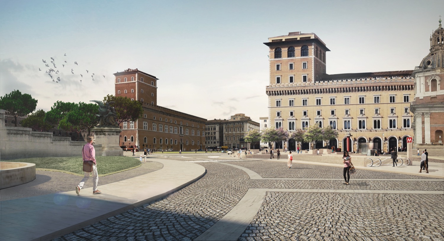 Render Piazza Venezia Vista da Via dei Fori