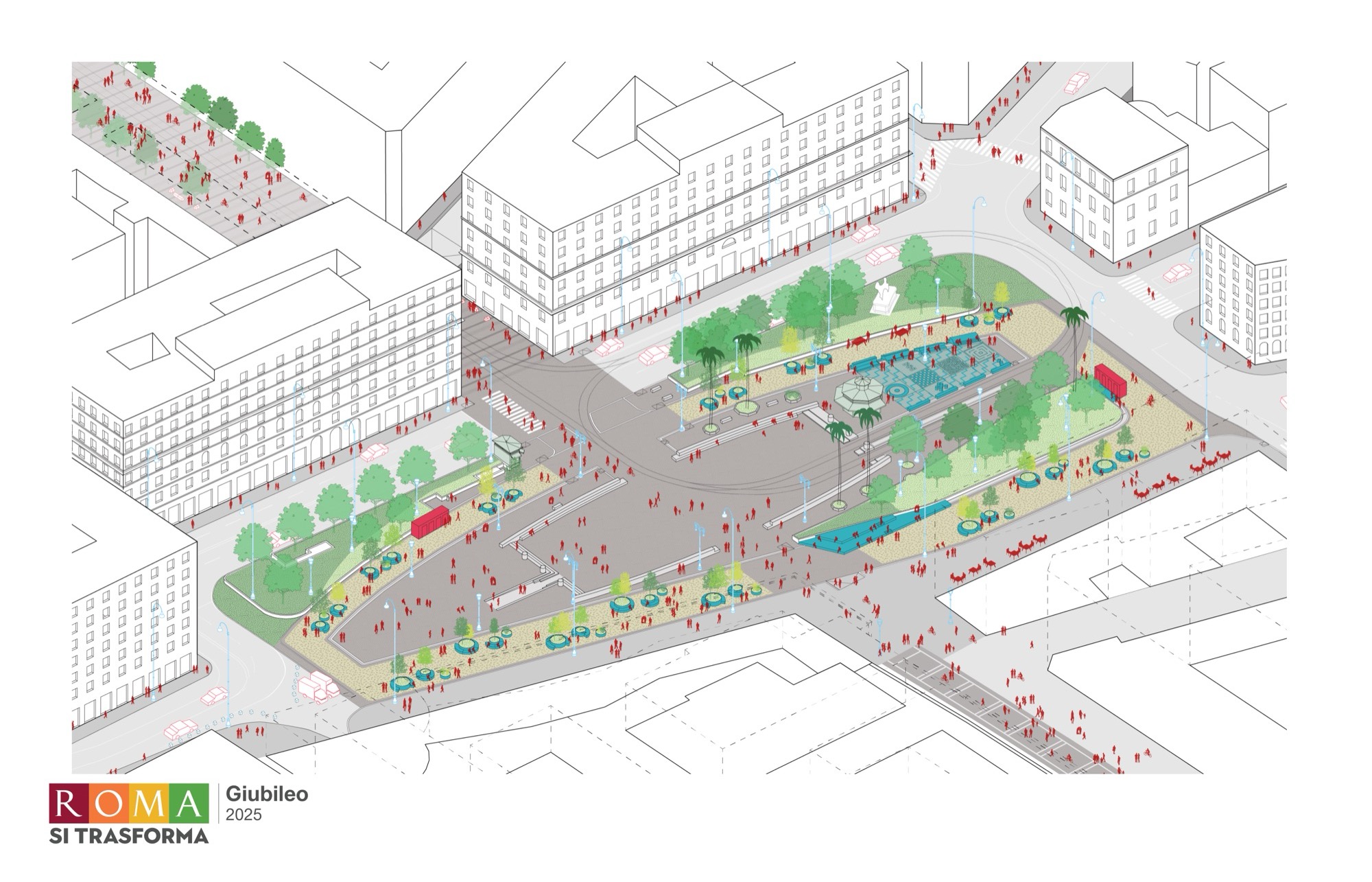 Piazza Risorgimento Schema assonometrico